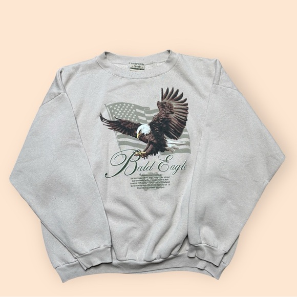 Vintage 1990s Bald Eagle Crewneck Sweatshirt Men’s Size 3XL Tan Vtg 90s - Picture 1 of 4